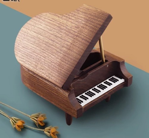 WALNUT WOOD PIANO WIND UP MUSIC BOX : JURASSIC PARK - 第 1/4 張圖片