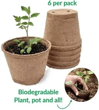 Jiffy 5 inch seed starting Peat pots Pack of 6 easy transplant  Super Fast Ship
