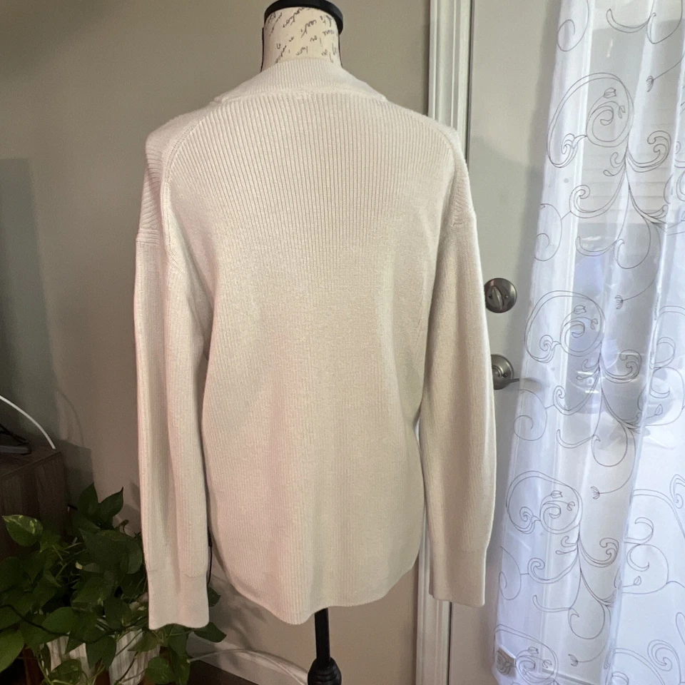 Suéter Lululemon Mezcla de Lana Merino Acanalado Cuello Redondo Blanco Ópalo Talla 6 Acogedor Cálido Foto 2 de 4