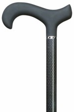 Men's Carbon Fiber Triple Wound Black Derby Handle Walking Cane-Supports 300 Lbs