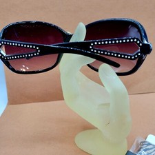 Women's fashion sunglasses with Pouch Rhinestone Studded Brown.