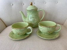 DaySpring Everything Beautiful Teapot and 2 Teacups set, Green, Ecc. 3:11, NEW!