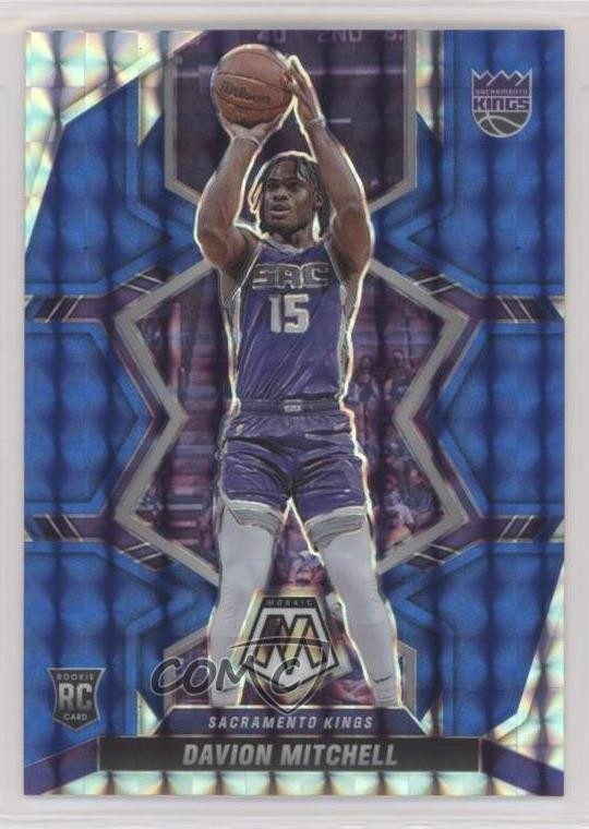 2021-22 Panini Mosaic Rookies Blue Mosaic Prizm 3/99 Davion Mitchell #208 0ve9