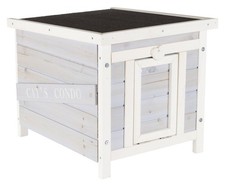 Small Outdoor Cat House, Weatherproof Cat Home with Raised Floor, Hinged Asph...