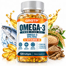 Omega-3 Fish Softgels - Oil Epa Dha Vitamin D,Brain Heart Eye Health,Gluten …