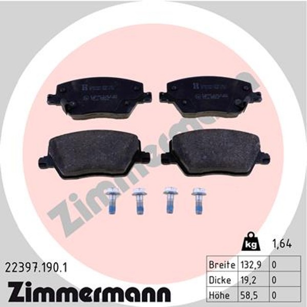 Bremsbelagsatz Scheibenbremse Zimmermann 22397.190.1 FüR Fiat Tipo 22397 357 LPG-image