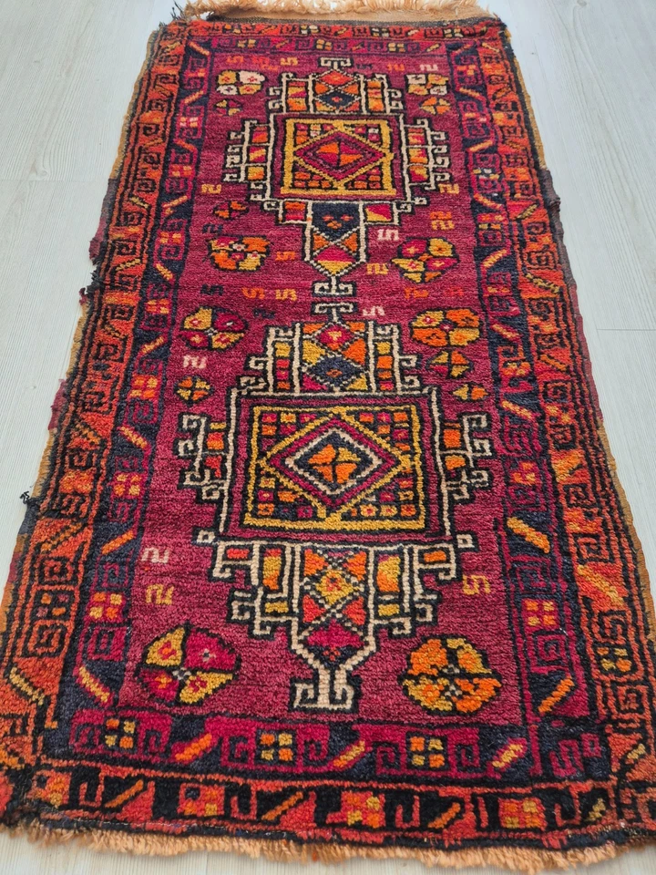 Antique Small Carpet, Hand Woven Rug, Wool, Handmade, Anatolian Rug, Collectible - Image 3 of 4