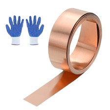 3.28ft Copper Sheet Roll, 1000x10x0.3mm Pure Copper Strip with Gloves