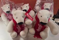 Coca Cola ours polaire lot de 5 peluches 4" blanc rouge scraf coke 2014