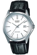 Casio Collection Wristwatch Standard Analog Genuine Leather Series black/white