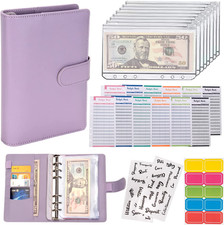 A6 Cash Envelopes Budget Binder with Zipper - Purple Money Saver