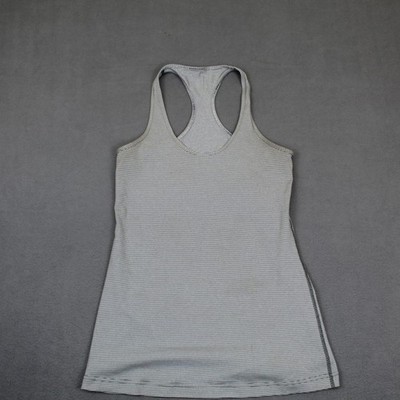 Lululemon Tank Top Womens 2 Gray White Striped Racerback Yoga Athletic Gym