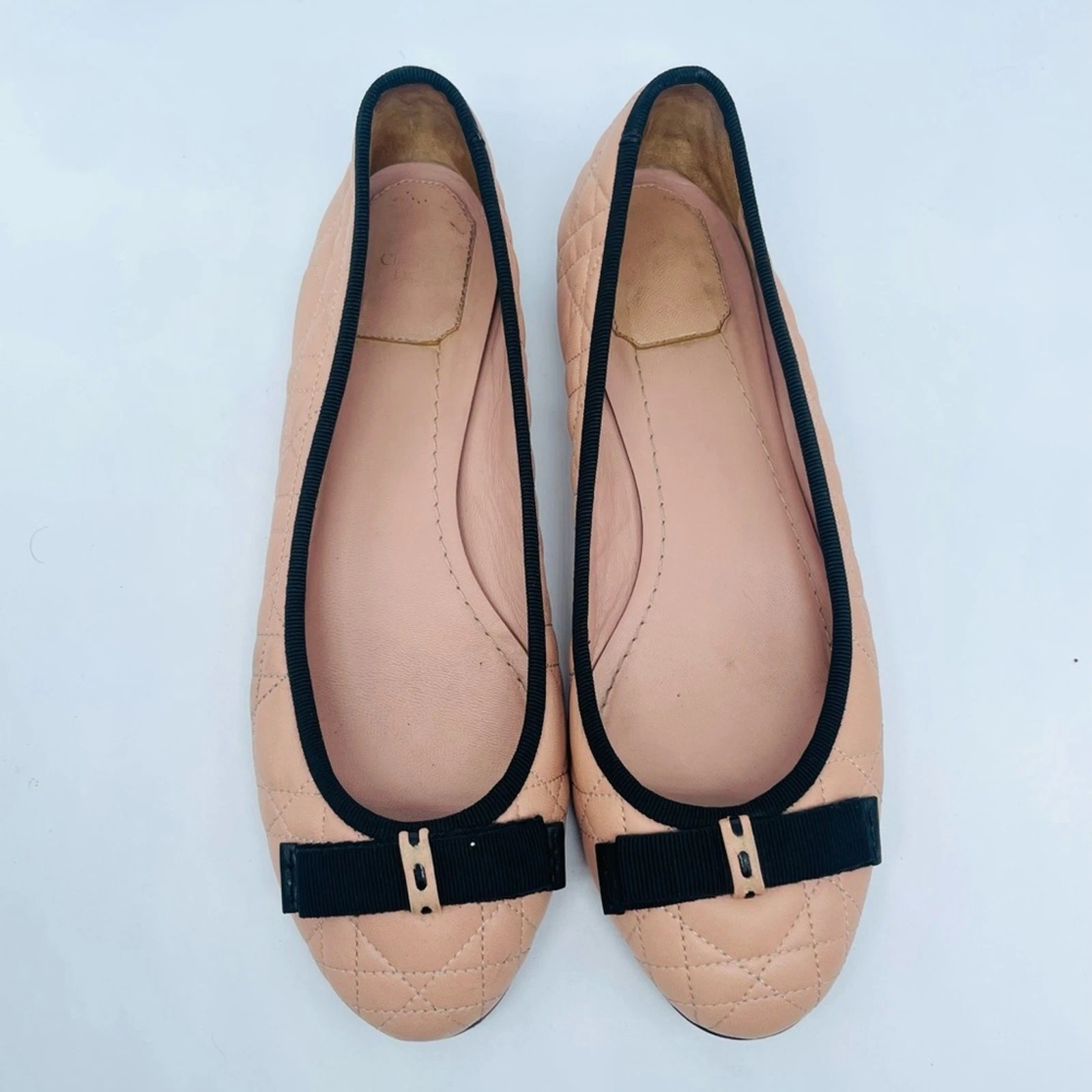 Ballerines Christian Dior fard à joues rose matelassé cuir cannage My Dior EU 37,5