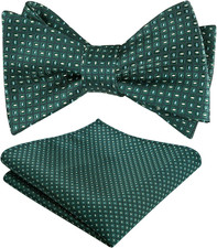 Mens 2Pcs Self-Tied Solid Color/Animal Pattern Bow Tie and Pocket Square Set