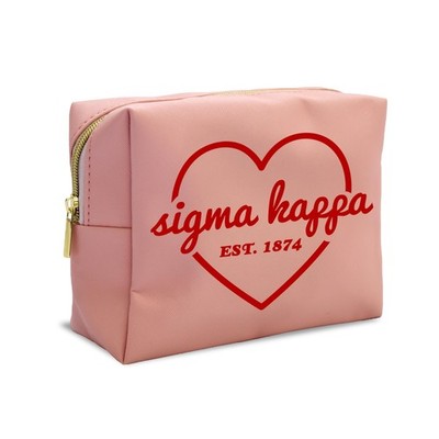 Sorority Shop Sigma Kappa Makeup Bag - Multi-Purpose PU Leather, Water-Resist...