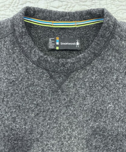 Smartwool Men's Size XL Hudson Trail Fleece Crew Neck Sweater Gray Wool Blend - Picture 2 of 5