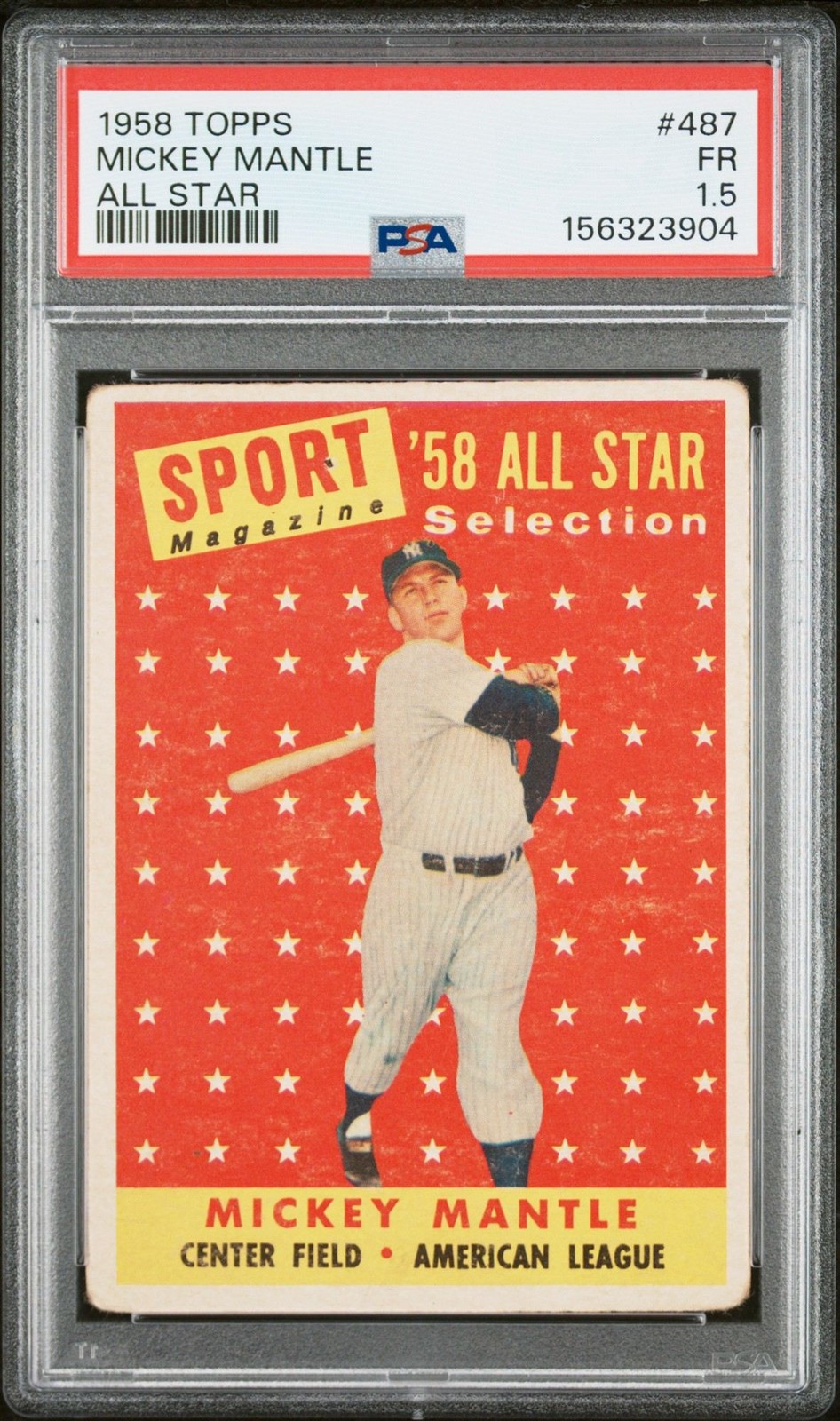 Mickey Mantle 1958 Topps All Star PSA 1.5 #487 New York Yankees