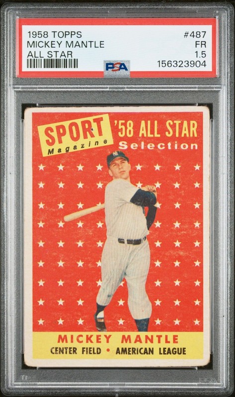 Mickey Mantle 1958 Topps All Star PSA 1.5 #487 New York Yankees