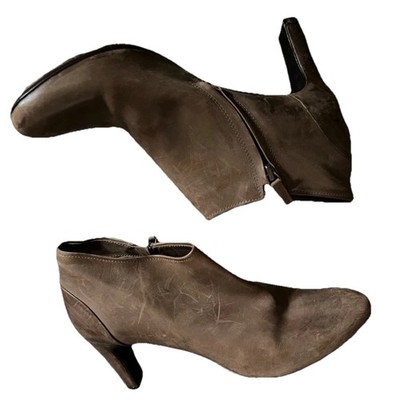 ROBERTO DEL CARLO Sz 38 US Sz 7.5-8  Brown Leather Zip Up Ankle Boots  Heels EUC