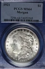 1921 PCGS MS64 MORGAN SILVER DOLLAR #B51401