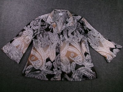 Jaclyn Smith Top Women Extra Large Paisley Pleated Crinkle Office Causal Work 