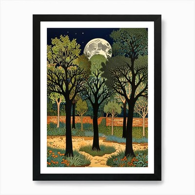William Morris Moonlight In The Woo Gerahmtes Wandbild Poster Leinwanddruck Bild