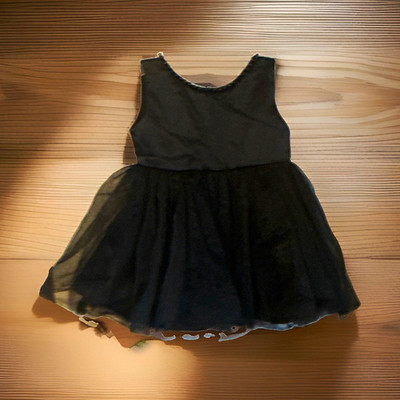 Girls 2T Black Sleeveless V-Neck Tulle Fit & Flare Beaded Lined Dress