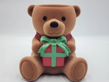 Bath & Body Works Velvet Brown Bear with Present Candle Holder Pedestal 2024