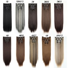 Synthetic Hair Extensions 6 Piece Set 16 Clips Straight For For WIG 60cm