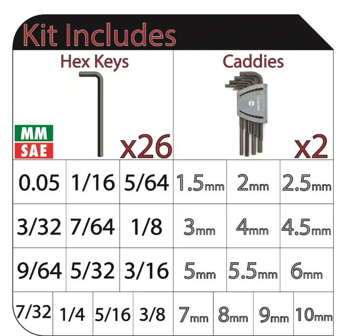Husky 26-Piece SAE & Metric Long Arm Hex Key Set - Allen Wrench Tool Kit 798 400 - Image 3 of 4
