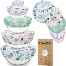 5-Size Reusable Beeswax Bowl Covers for Bread Proofing, Cotton Cloth Flexible...