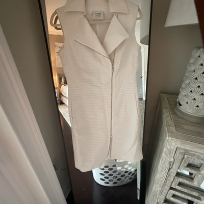 Akris White Sleeveless Zip Sheath Dress Knee Length Size 8
