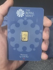 1g Gold Bar Royal Mint Britannia 999.9 Fine 24k, Sealed Assay Card