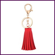 Hot Sale 6cm Pu leather fringedKeychain zinc alloy key chain car KeyRing bag