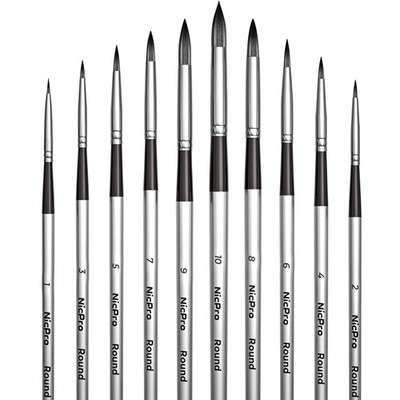 Künstlerpinsel Set Nylon Watercolor Brush Malen nach Zahlen 10 Stück