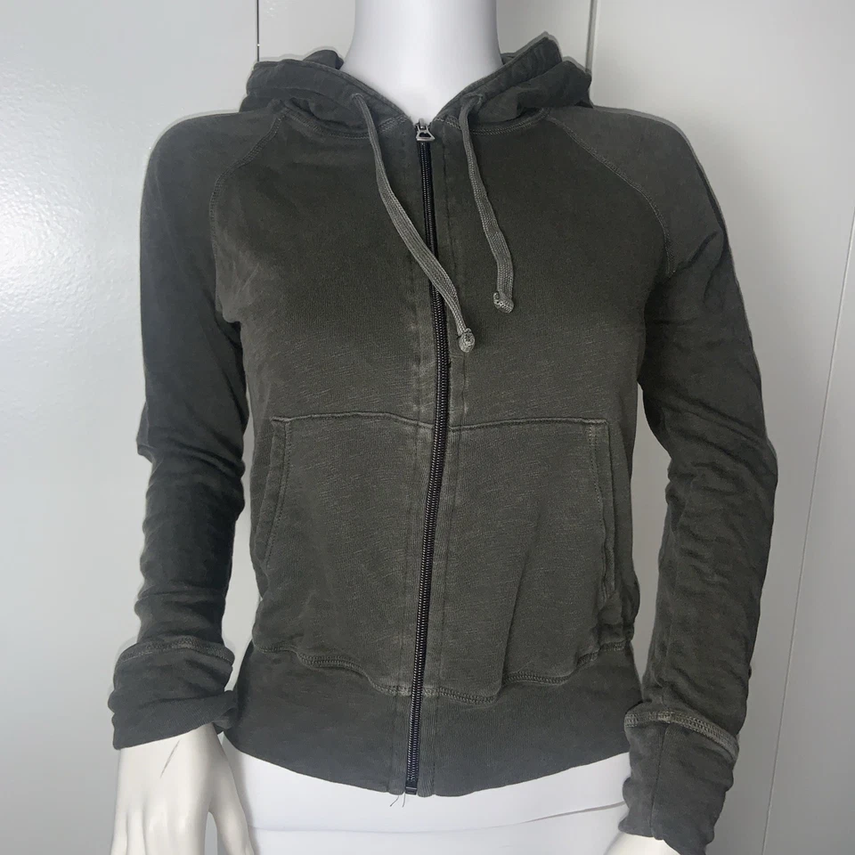 Sudadera con Capucha Estándar James Perse Para Mujer Talla 1 Pequeña Marrón Cremallera Completa Algodón Supima Foto 4 de 4