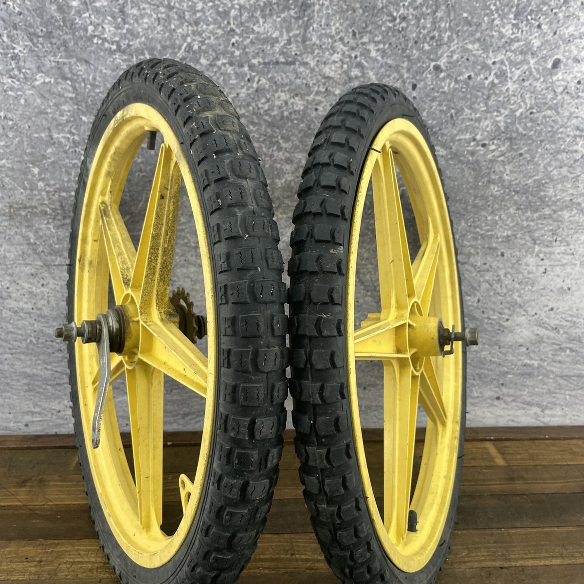 LESTER MAG WHEELS SET COASTER 黄】前後set Vintage Lester Mag BMX Bike Wheels Set Yellow 20