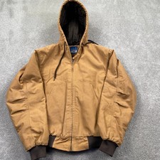 RK Brand Hooded Work Jacket Mens Medium Brown Cotton Duck Canvas Quilted