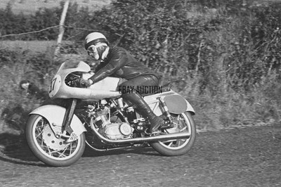 NSU Rennmax 250cc works racer & Werner Haas 1953 Ulster GP press photo 1