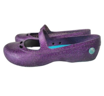 Crocs Girls Purple  Sparkle  Mary Jane Shoes Ballet Flats Size C12