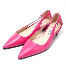 PRADA pumps Size 37 Strappy low heel pointed toe leather shoes in pink Brand...