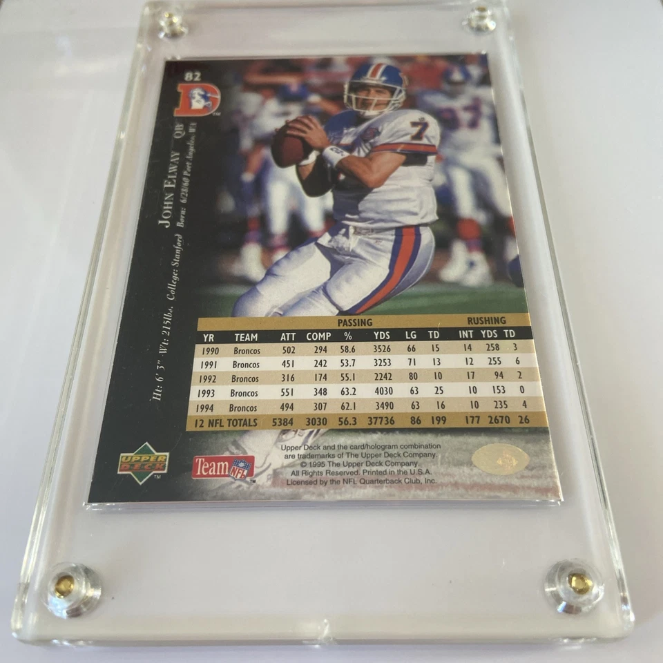 1995 Upper Deck #82 John Elway Denver Broncos - Image 2 of 2