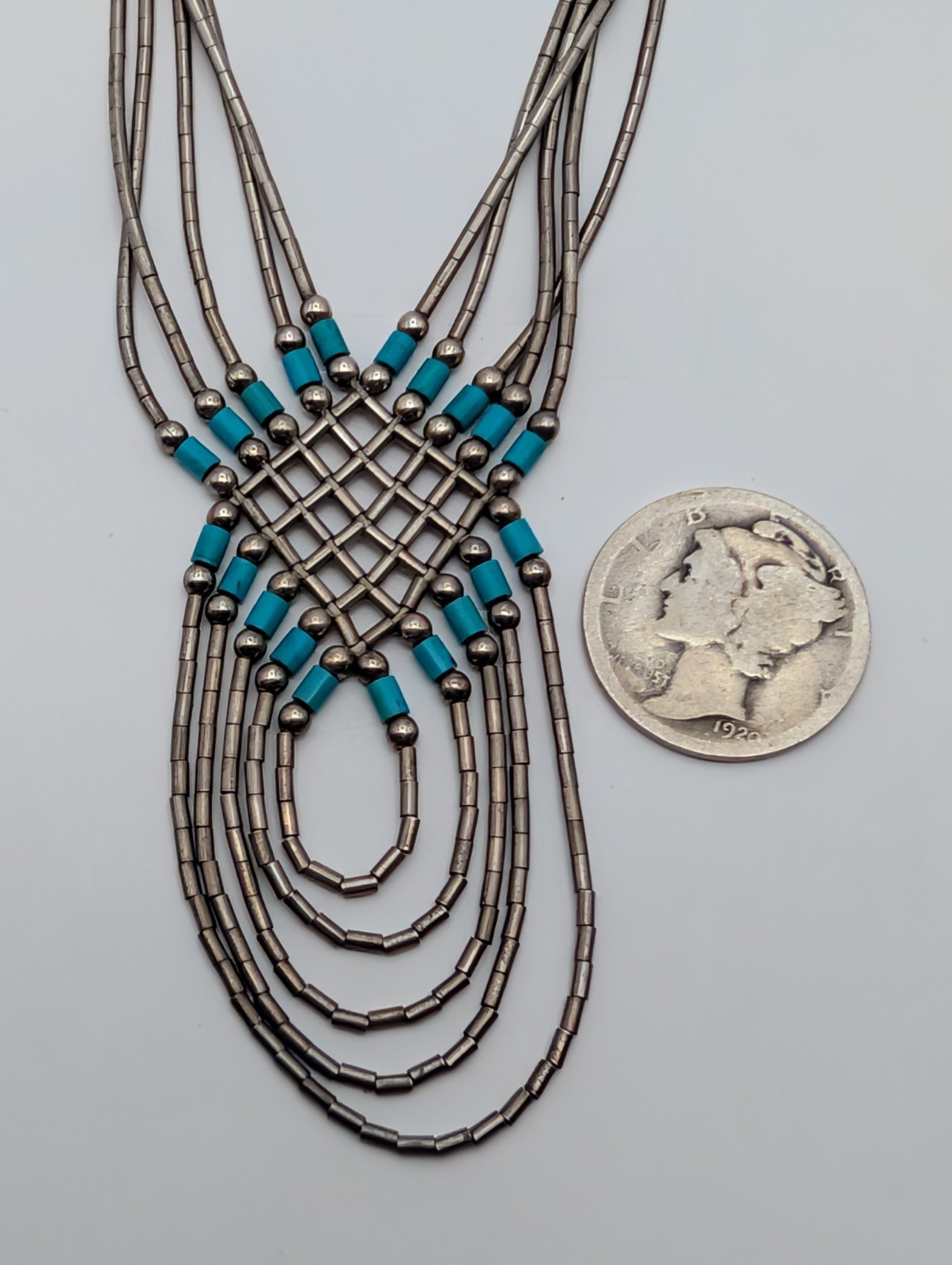 Native 925 Sterling Liquid Silver Multi Strand Ne… - image 7