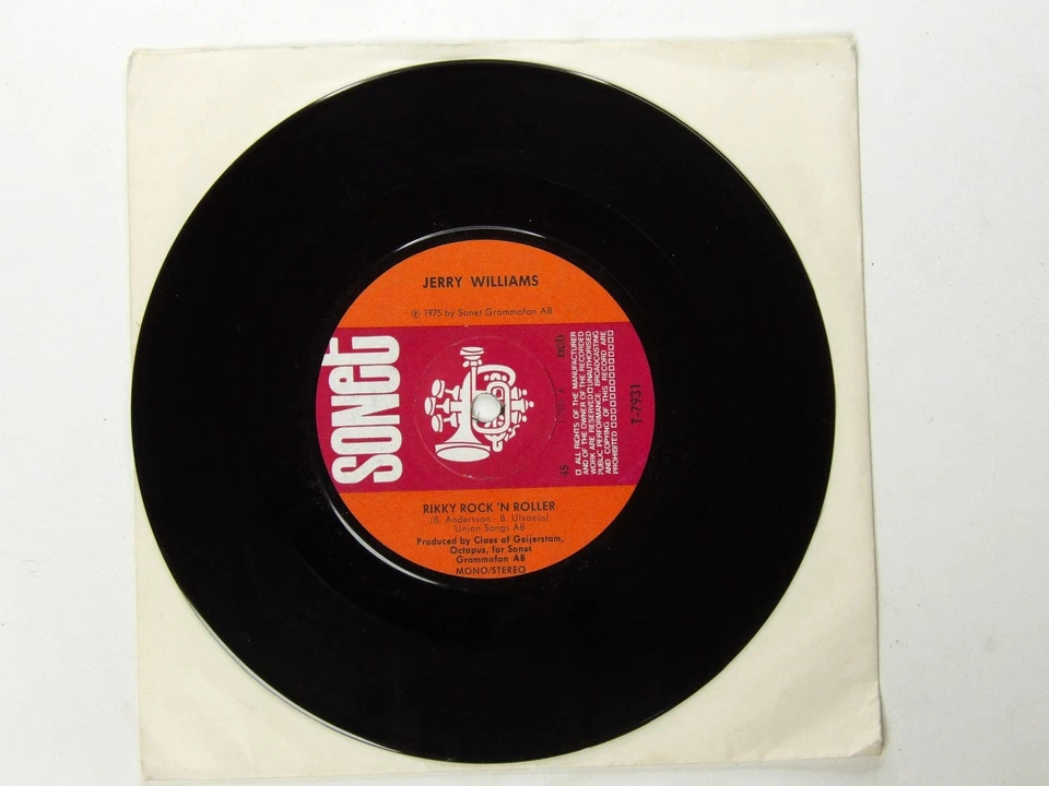 Jerry Williams: Rikky Rock 'N Roller 1975 Swedish 7" ABBA - Image 2 of 3