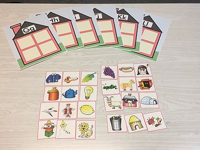 Alphabet House Game - Beginning Sounds - Learning Center G, H, I, J, K & L