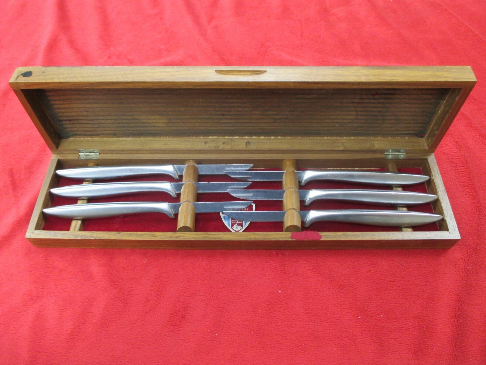 GERBER VINTAGE STEAK KNIVES KNIFE SET OF 6 MIMING STEEL IN ORIGINAL