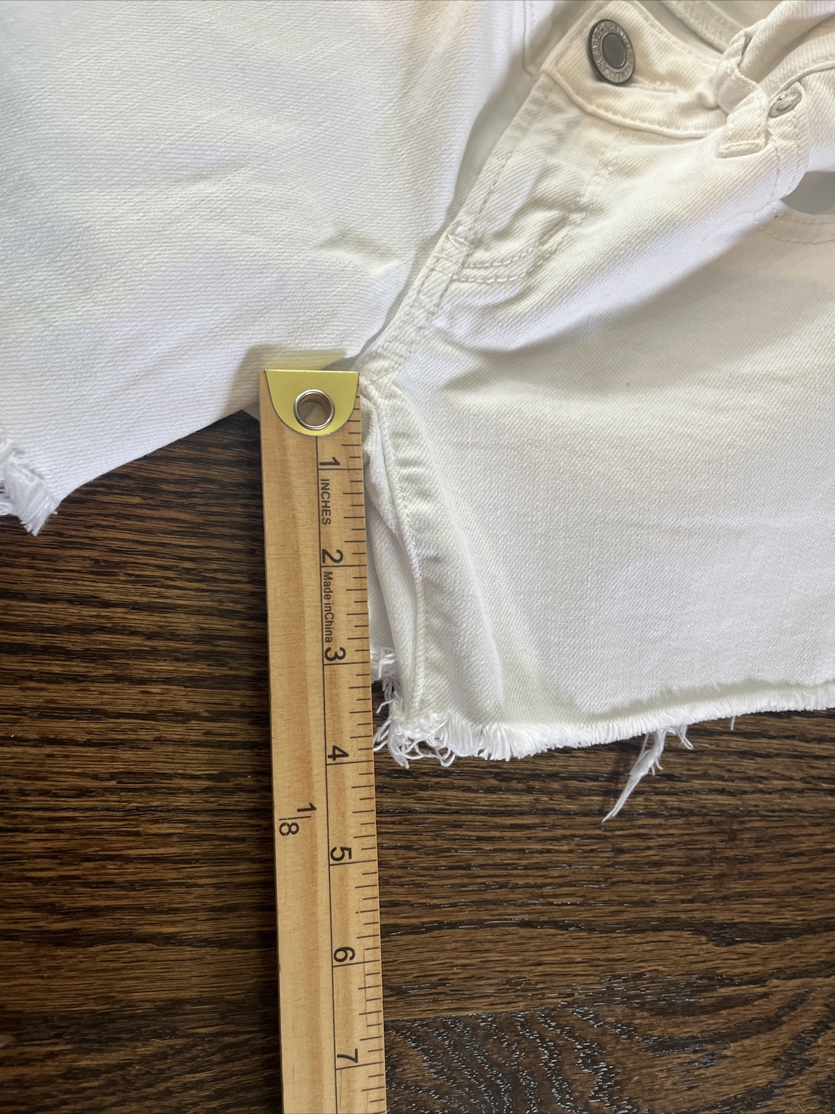 American Eagle Women's Jean Shorts Size 0/26 White Denim Stretch Raw Hem - View 7