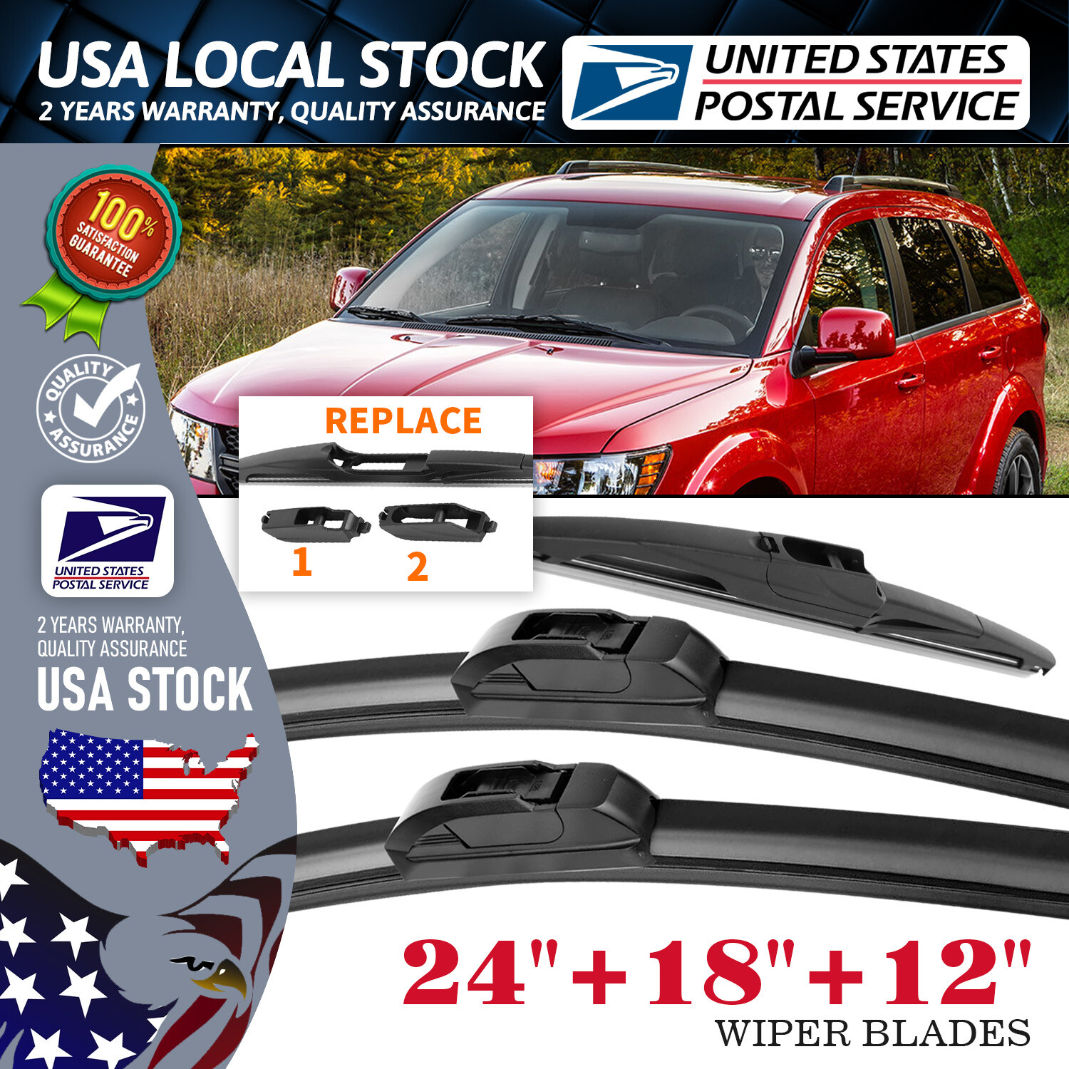 24 18 12 Inch Bracketless Wiper Blades for 2005-2012 Nissan Pathfinder