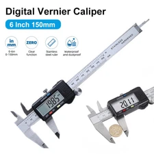 6in Stainless Steel Digital Caliper Micrometer Measuring Tool Auto Off Large LCD