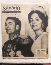 2 X Reza Shah Pahlavi  Farah Diba Vintage Spanish  Original  Magazine  1960 1961